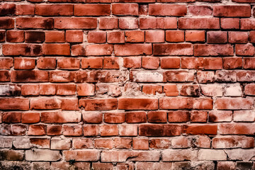 Obraz premium Panoramic Display of Vintage Red Brick Masonry