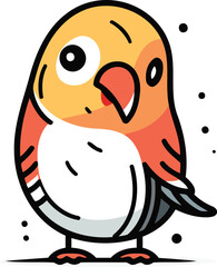 Vector illustration of cute cartoon bird. Isolated on white background.