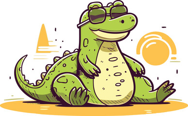 Cute crocodile in sunglasses. Vector illustration for your design.