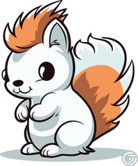 Cute squirrel cartoon. Vector illustration isolated on a white background.