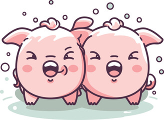 Obraz na płótnie Canvas Cute cartoon pigs. Vector illustration. Isolated on white background.