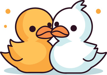 cute duckling with snowman isolated icon vector illustration desing