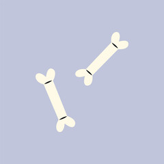 Halloween white human zombie bones. Creepy and cute bones for holiday party decorations. Vector stock isolated illustration.