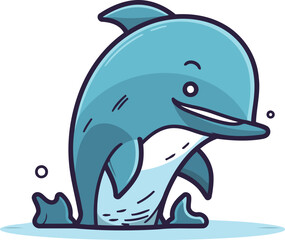 Cartoon dolphin. Vector illustration of a cartoon dolphin. Sea animal.