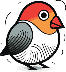 Bullfinch cartoon vector illustration. Isolated on white background.