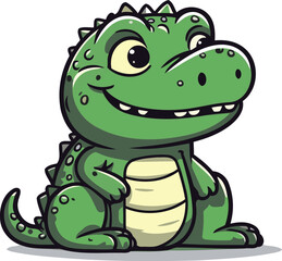 Cute crocodile cartoon character vector illustration isolated on white background.
