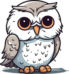 Cute cartoon owl isolated on a white background. Vector illustration.
