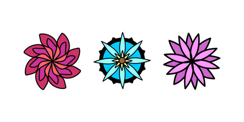 Vector colorful flower mandala design set