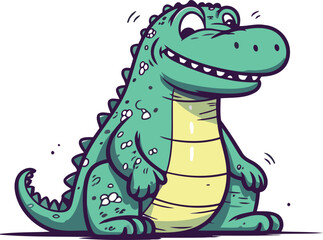 Crocodile vector illustration. Hand drawn cartoon crocodile.