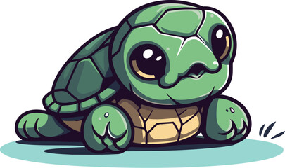 Cute little turtle. Vector illustration. Isolated on white background.