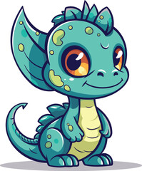 Cute cartoon dragon isolated on a white background. Vector illustration.