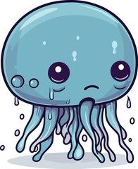 Cute cartoon jellyfish on a white background. Vector illustration.
