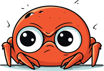 Crab cartoon character. Vector illustration of a cute red crab.