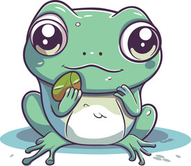 Cute cartoon frog isolated on white background. Vector illustration for your design