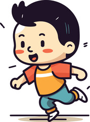 Vector illustration of a little boy running. Cute flat style.