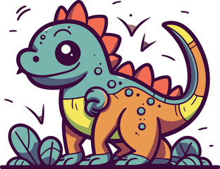 Cartoon dinosaur. Vector illustration of a cute dinosaur isolated on white background.