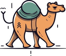 Camel. Vector illustration in flat style. Cute cartoon character.