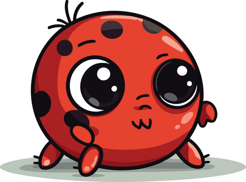 Cute ladybug cartoon vector illustration. Cute ladybird character.