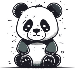 Cute cartoon panda vector illustration. Hand drawn panda.