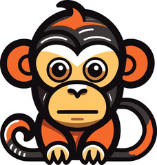 Obraz premium Cute cartoon monkey. Vector illustration isolated on a white background.