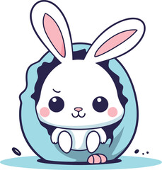Fototapeta na wymiar cute bunny in eggshell character vector illustration design.eps10