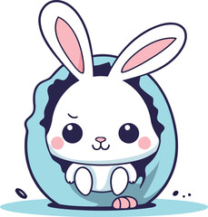 cute bunny in eggshell character vector illustration design.eps10