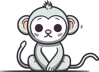 Fototapeta premium Cute cartoon monkey. Vector illustration. Isolated on white background.