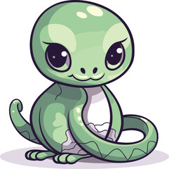 Fototapeta premium Cute cartoon snake isolated on a white background. Vector illustration.