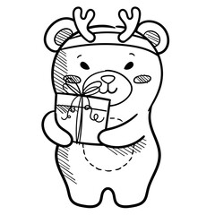 Hand Drawn Cute Winter Bear Set