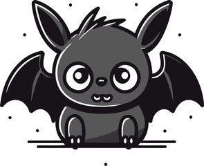 cute little bat flying character vector illustration designicon vector illustration design