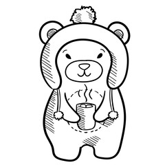 Hand Drawn Cute Winter Bear Set