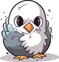 Cute little bird isolated on white background. Cartoon vector illustration.