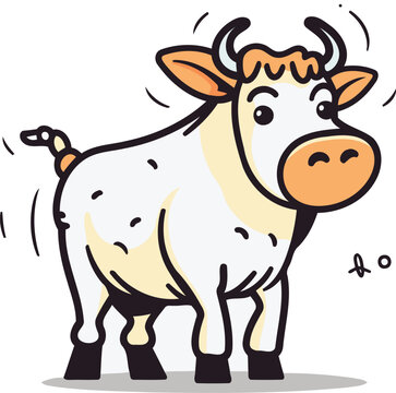 Cute cartoon cow. Vector illustration in doodle style.