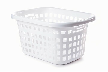 Empty plastic laundry basket. Household clothing container for dirty clothes. Generate ai - obrazy, fototapety, plakaty