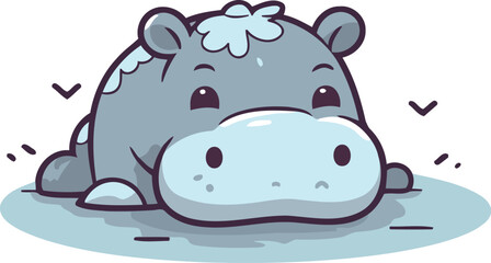 Cute hippopotamus character. Vector illustration in cartoon style.