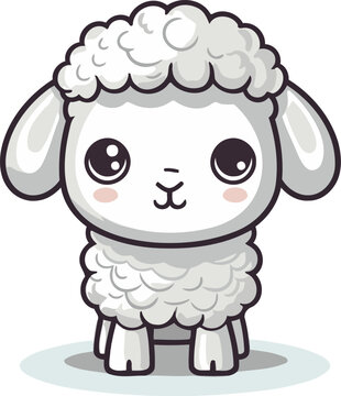 Sheep cute character. Cartoon vector illustration isolated on white background.