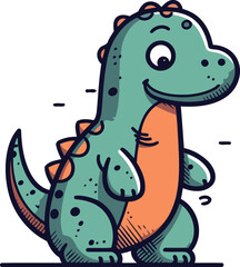 Cartoon dinosaur. Vector illustration of a dinosaur. Cute cartoon dinosaur.