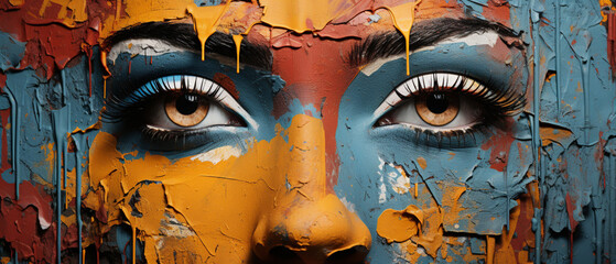 Kreativer Gesichts-Graffiti-Hintergrund - obrazy, fototapety, plakaty