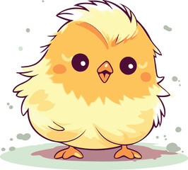 Cute little chicken isolated on white background. Vector cartoon illustration.