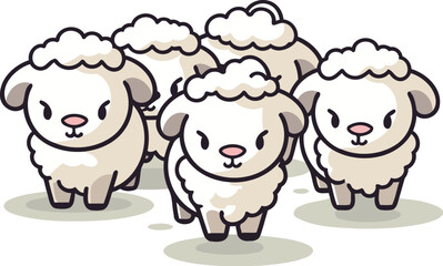 Cute sheeps cartoon vector illustration. Cute cartoon sheeps icon.