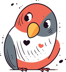 Vector illustration of cute cartoon parrot. Isolated on white background.