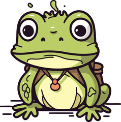 Cute cartoon frog. Vector illustration isolated on a white background.