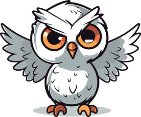 Owl cartoon isolated on a white background. Vector illustration of an owl.