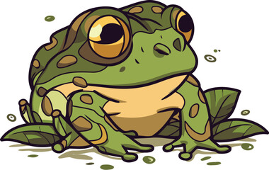 Frog cartoon icon. Vector illustration of a frog. Isolated on white background.