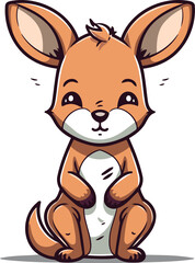 Cute kangaroo isolated on white background. Vector illustration.