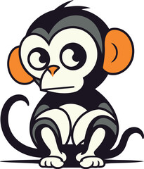 Cute cartoon monkey isolated on a white background. Vector illustration.