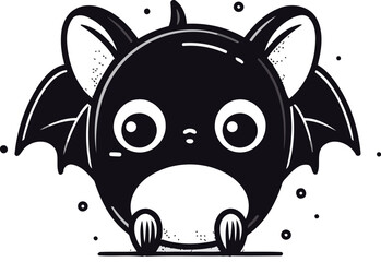 Cute cartoon bat. Vector illustration isolated on a white background.