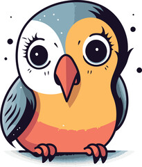 Cute cartoon parrot. Vector illustration isolated on white background.