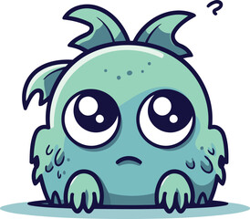 Cute cartoon monster. Vector illustration of a monster. Cute monster.