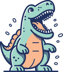 Cute cartoon crocodile. Vector illustration in doodle style.